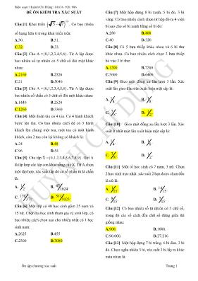 Toán 10 - Đề ôn kiểm tra xác suất